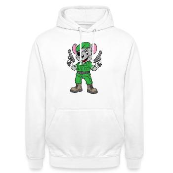Armed Mouse Ranger - Unisex Hoodie - white - Front - AI Model Male 185 dark (185cm) & AI Model Female 172 dark (172cm)