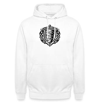 Symbole de brochette Doner Kebab - Sweat-shirt à capuche unisexe - blanc - Devant - AI Model Male 185 dark (185cm) & AI Model Female 172 dark (172cm)