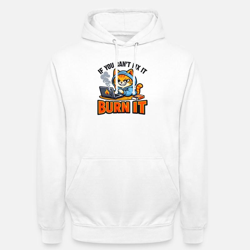 Computer Scientist Cat Burn It - Funny Saying - Unisex Hoodie - white