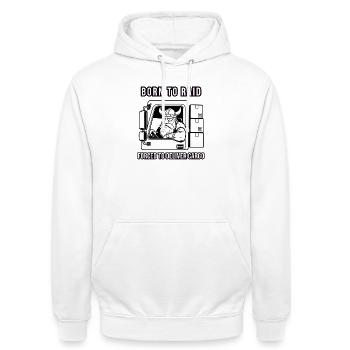 Né pour attaquer Forcé de livrer du fret - Sweat-shirt à capuche unisexe - blanc - Devant - AI Model Male 185 dark (185cm) & AI Model Female 172 dark (172cm)