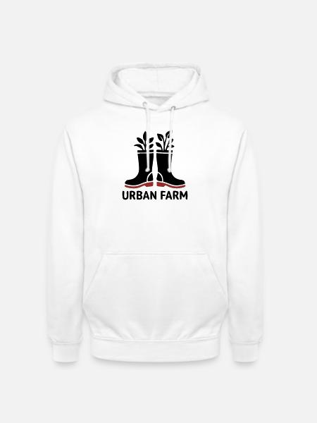 Urban Farm Rubber Boots Logo - Unisex Hoodie - white