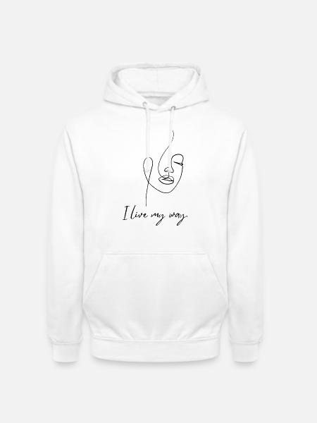 Frauengesicht – Minimalistische Linienkunst - Unisex Hoodie - Weiß