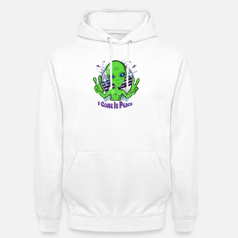 Alien vient en paix - Space Alien UFO - Sweat-shirt à capuche unisexe - blanc