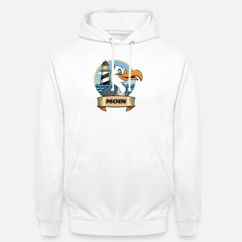 Moin -Möve with lighthouse - Unisex Hoodie - white