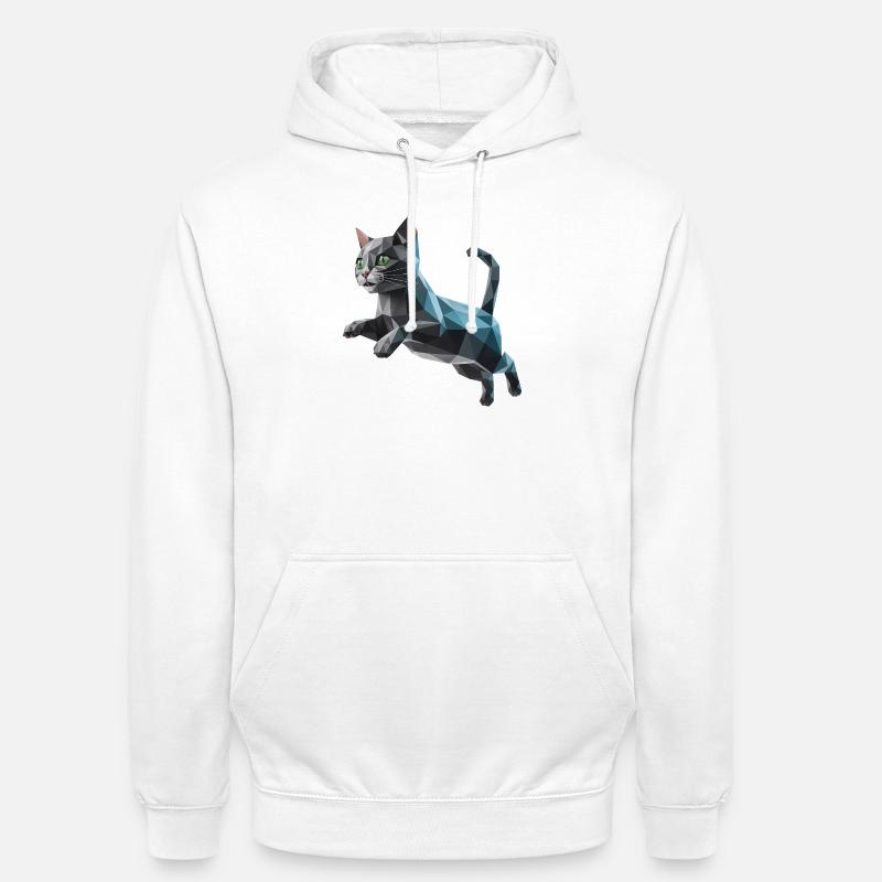 Chaton - Cool Low Poly Logo - Sweat-shirt à capuche unisexe - blanc