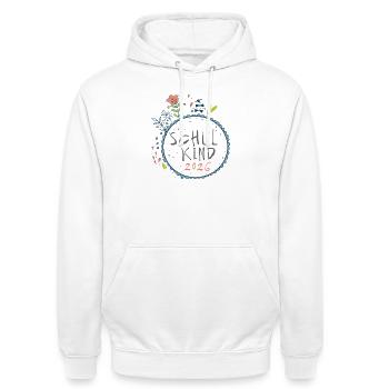 Écolier 2026 - Sweat-shirt à capuche unisexe - blanc - Devant - AI Model Male 185 dark (185cm) & AI Model Female 172 dark (172cm)