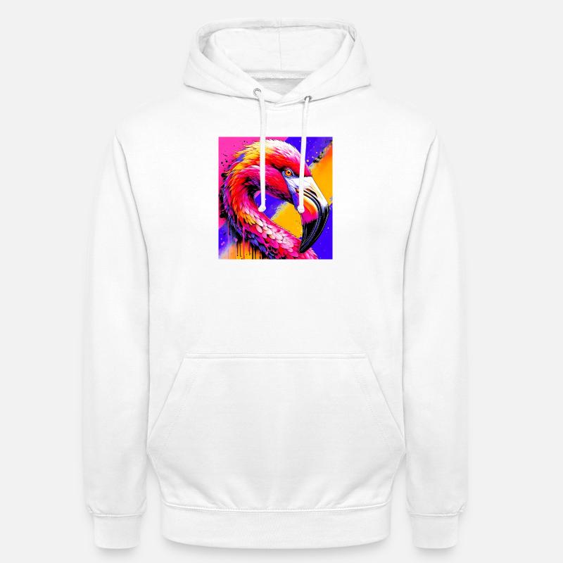 Flamant - Sweat-shirt à capuche unisexe - blanc