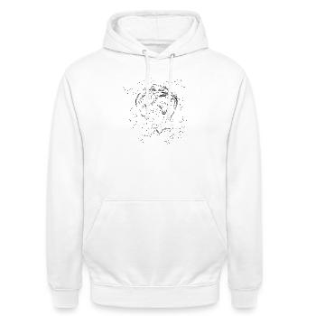 Gesicht-abstrakt | Sternen-Kleckse - Unisex Hoodie - Weiß - Vorne - AI Model Male 185 dark (185cm) & AI Model Female 172 dark (172cm)
