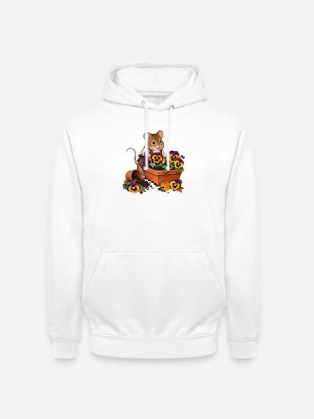 Feldmaus pflanzt Stiefmütterchen - Unisex Hoodie - Weiß