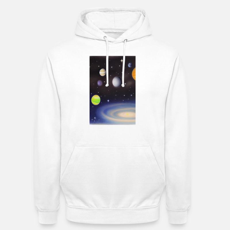 Spazio e pianeti - Felpa con cappuccio unisex - bianco