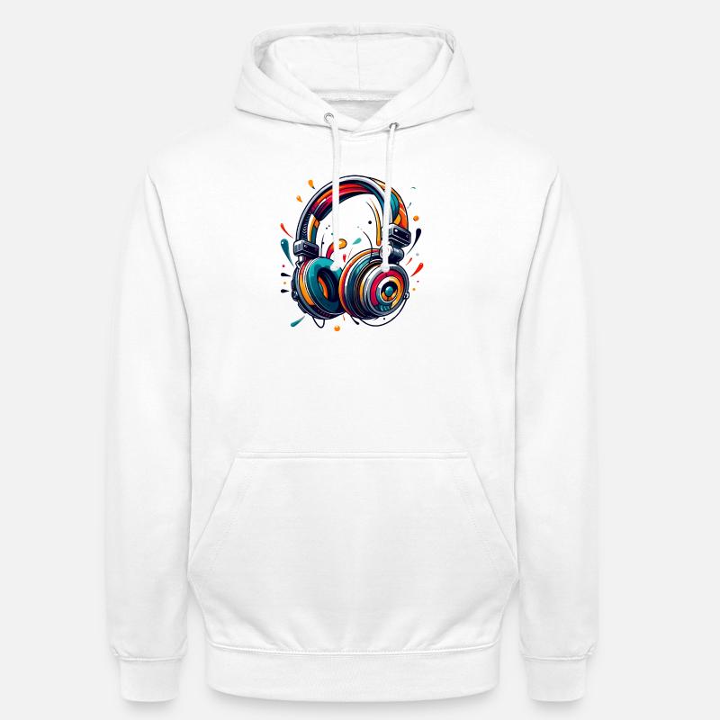 Kopfhörer im dynamischem, abstraktem Kunststil - Unisex Hoodie - Weiß