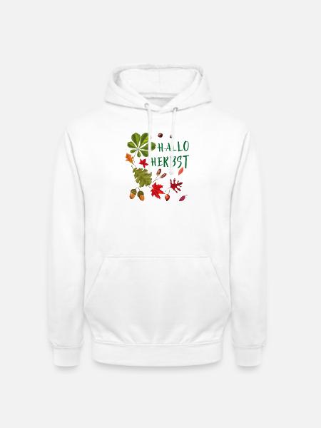 Hallo Herbst Herbstliche Blätter und Eicheln  - Unisex Hoodie - Weiß