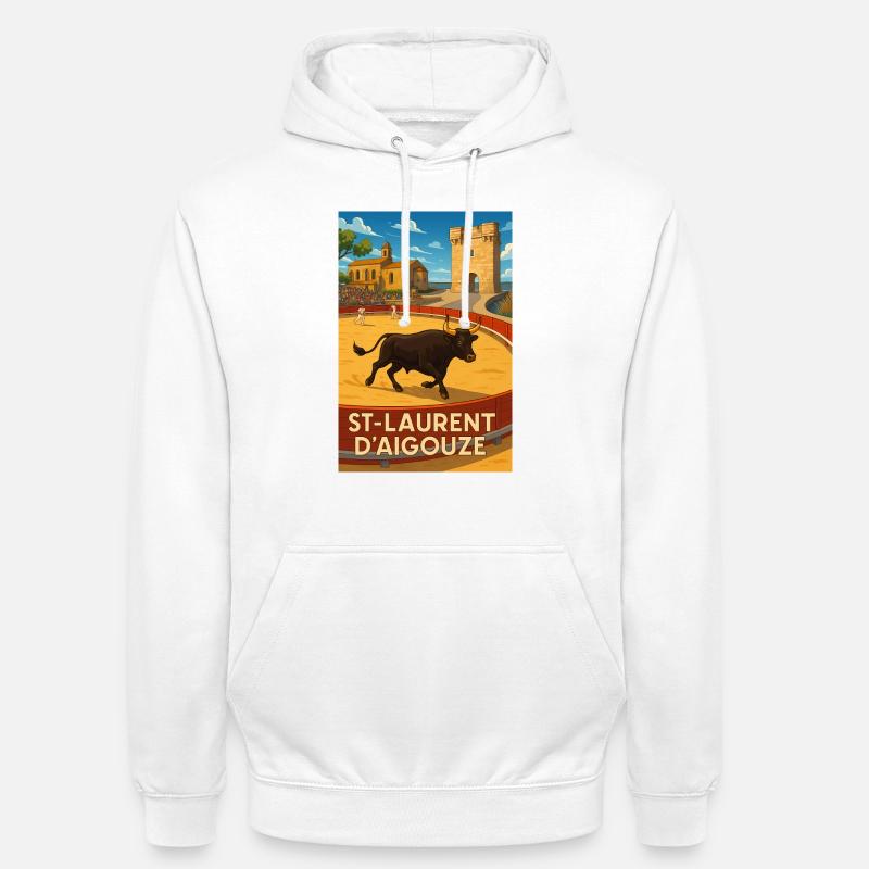 Course de Taureau à Saint-Laurent d'Aigouze - Sweat-shirt à capuche unisexe - blanc