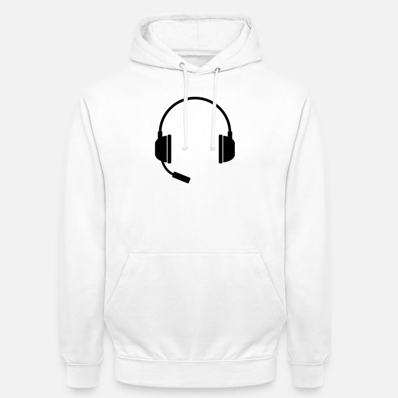 Headset With Microphone - Unisex Hoodie - white