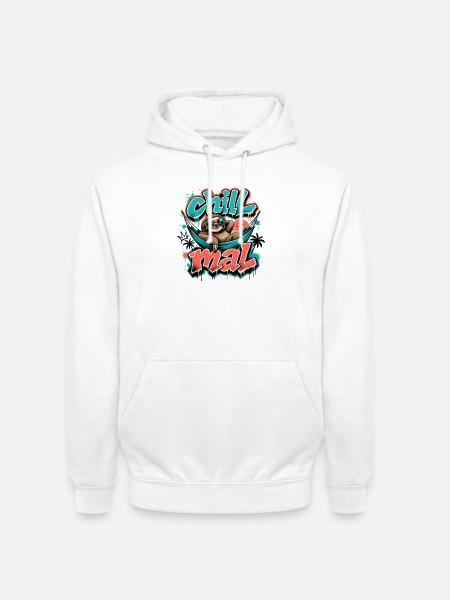 Chill Times Cool Sloth Graffiti Design - Unisex Hoodie - white