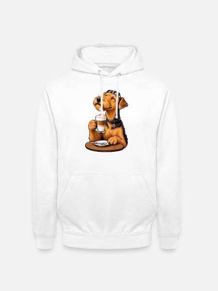 Airedale Terrier mit Latte Macchiato - Unisex Hoodie - Weiß