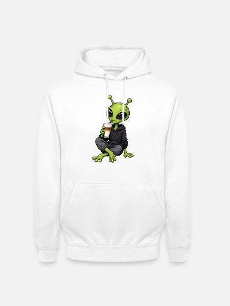 Alien mit Latte Macchiato - Unisex Hoodie - Weiß