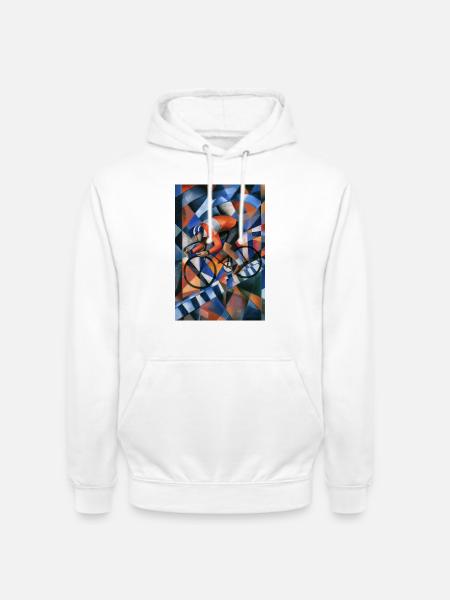 Fahrrad Kunst – abstrakter Rennradfahrer - Unisex Hoodie - Weiß