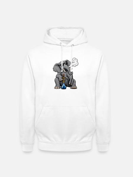 Elefant mit Shisha - Unisex Hoodie - Weiß