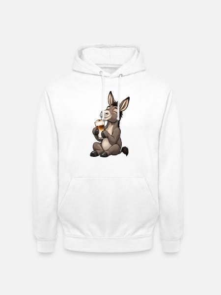 Esel mit Latte Macchiato - Unisex Hoodie - Weiß