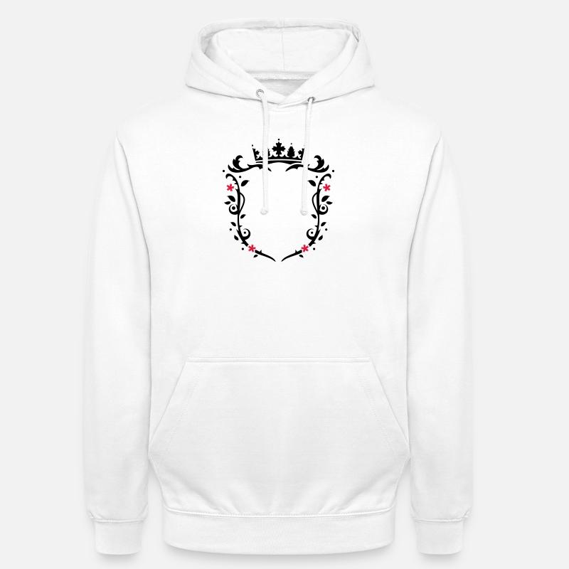 florales Wappen mit Krone - Unisex Hoodie - Weiß