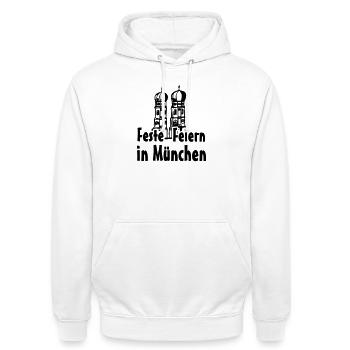 München Bayern Geschenk - Unisex Hoodie - Weiß - Vorne - AI Model Male 185 dark (185cm) & AI Model Female 172 dark (172cm)