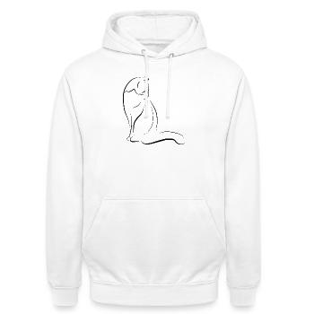 Katzensilhouette mit Farbakzent, Katze - Unisex Hoodie - Weiß - Vorne - AI Model Male 185 dark (185cm) & AI Model Female 172 dark (172cm)