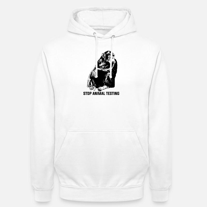 Stop Animal Testing Stoppe l’expérimentation animale - Sweat-shirt à capuche unisexe - blanc