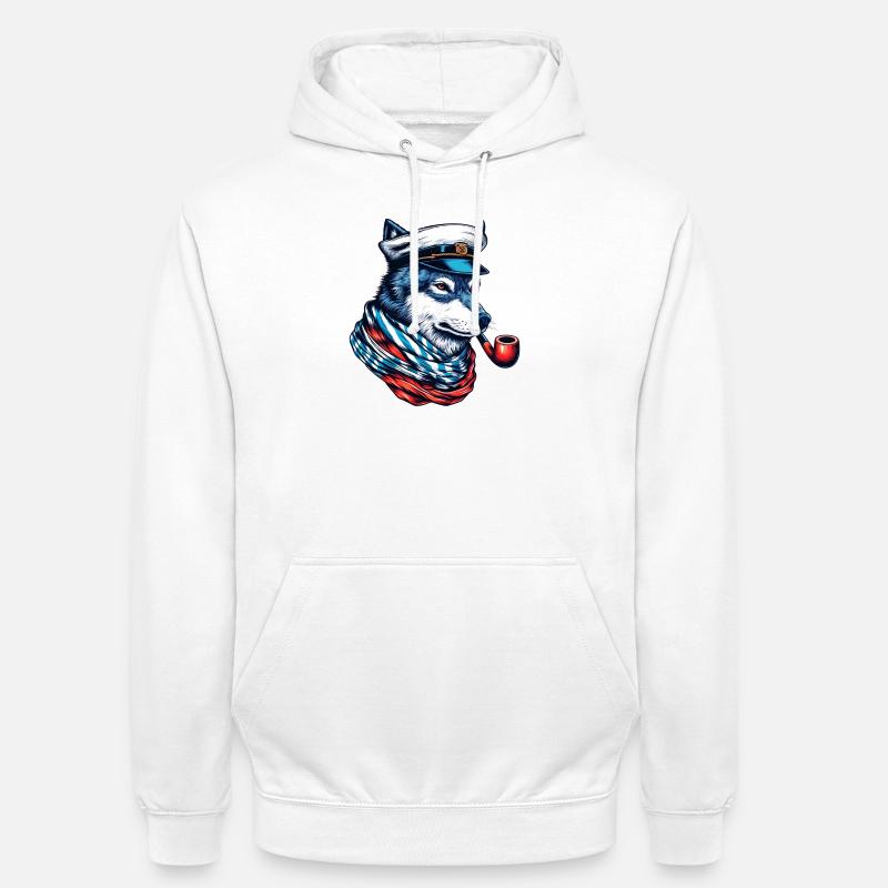 Loup de mer Loup Loups - Sweat-shirt à capuche unisexe - blanc