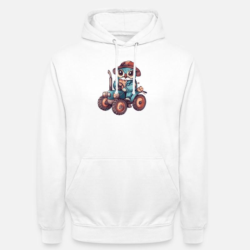 Eule Traktor Farmer - Unisex Hoodie - Weiß
