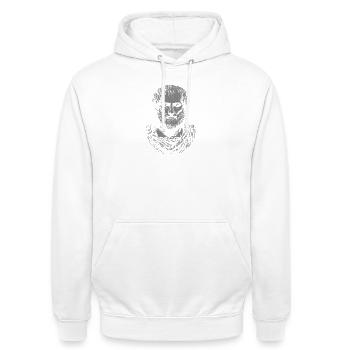 Aristotle quote: Perceive to Suffer - Unisex Hoodie - white - Front - AI Model Male 185 dark (185cm) & AI Model Female 172 dark (172cm)