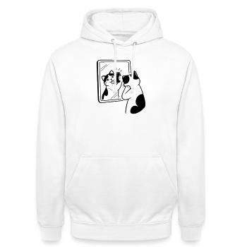 Katze Spiegel Selfie - Unisex Hoodie - Weiß - Vorne - AI Model Male 185 dark (185cm) & AI Model Female 172 dark (172cm)