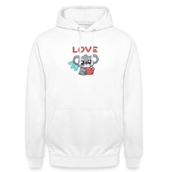 Koala-Herz-Liebe Kawaii - Unisex Hoodie - Weiß - Vorne - AI Model Male 185 dark (185cm) & AI Model Female 172 dark (172cm)