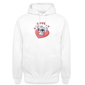Koala-Liebe, Herz und Gläser - Unisex Hoodie - Weiß - Vorne - AI Model Male 185 dark (185cm) & AI Model Female 172 dark (172cm)