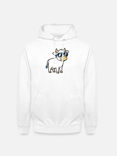 Cool Cow Sunglasses Casual Vector - Unisex Hoodie - white