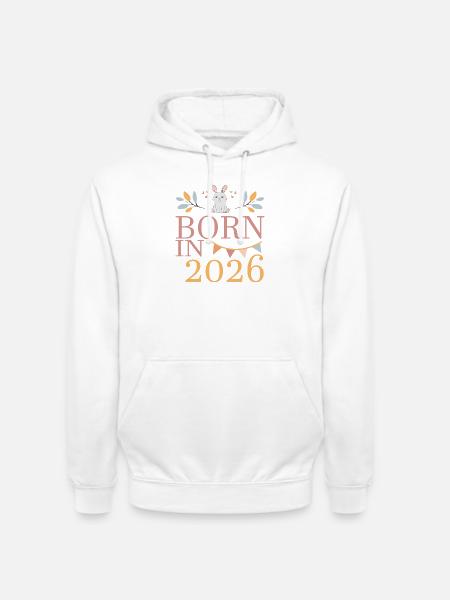 Født i 2026 Babykatt som snart blir mammagave - Unisex-hettegenser - hvit