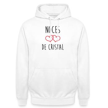 Crystal Wedding 15 Jahre Ehe - Unisex Hoodie - Weiß - Vorne - AI Model Male 185 dark (185cm) & AI Model Female 172 dark (172cm)