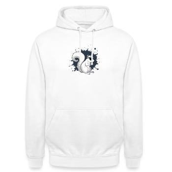 Écureuil blanc chic avec lunettes noires - Sweat-shirt à capuche unisexe - blanc - Devant - AI Model Male 185 dark (185cm) & AI Model Female 172 dark (172cm)