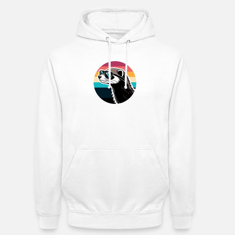Frettchen-Silhouette Retro-Regenbogen - Unisex Hoodie - Weiß