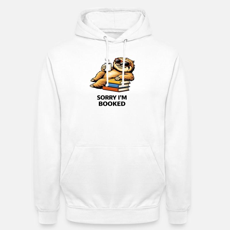 Cozy Sloth Reading Stack - Unisex Hoodie - white