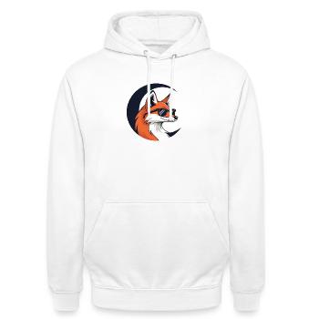 Renard lunaire en lunettes de soleil - Sweat-shirt à capuche unisexe - blanc - Devant - AI Model Male 185 dark (185cm) & AI Model Female 172 dark (172cm)