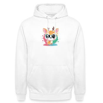 Adorable Deer Blue Glasses - Unisex Hoodie - white - Front - AI Model Male 185 dark (185cm) & AI Model Female 172 dark (172cm)