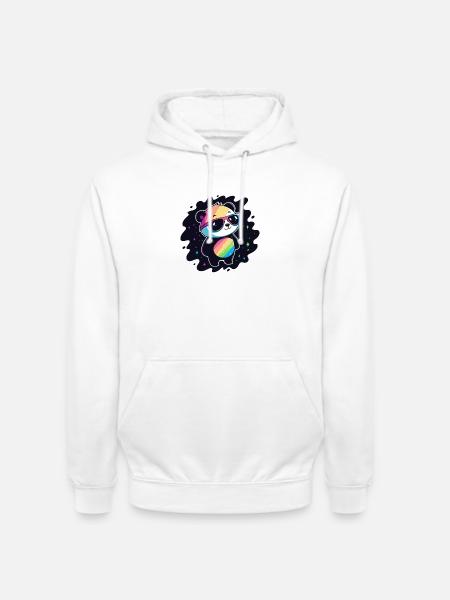 Panda Rainbow Galaxy Cool Glasses - Unisex Hoodie - white