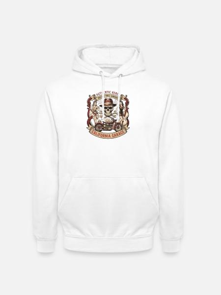 California Rebel Skull Garage - Unisex Hoodie - Weiß