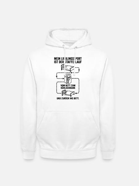 Bett und Kühlschrank Staffellauf - Unisex Hoodie - Weiß