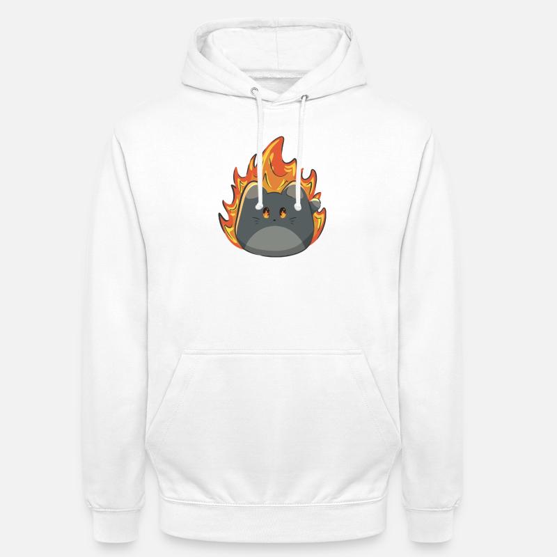 Chat mignon avec du feu - Sweat-shirt à capuche unisexe - blanc