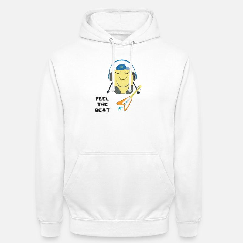 Comic Figur mit Kopfhörern und Gitarre - Unisex Hoodie - Weiß