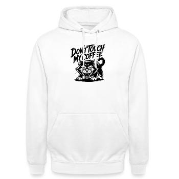 Lustige fauchende Katze Kaffeeliebe Design - Unisex Hoodie - Weiß - Vorne - AI Model Male 185 dark (185cm) & AI Model Female 172 dark (172cm)