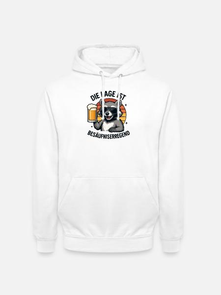 Raccoon Bierheld Sonnenbrille Waschbär bier - Unisex Hoodie - Weiß