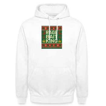 Rage Bait King Hässlicher Pulloverstil, lustiges Meme - Unisex Hoodie - Weiß - Vorne - AI Model Male 185 dark (185cm) & AI Model Female 172 dark (172cm)